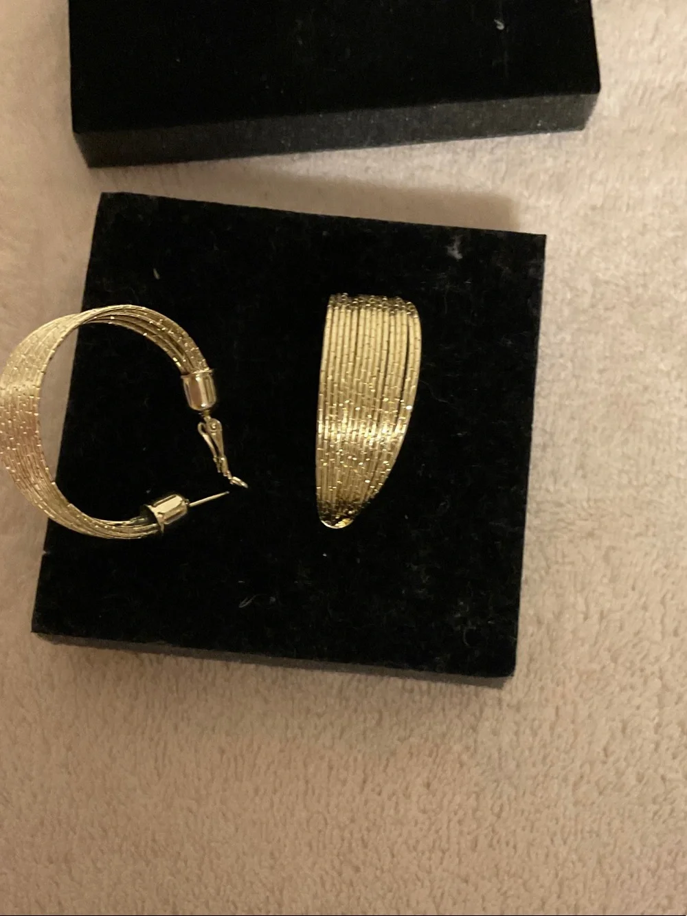 Textured Gold Ribbed Hoop Earrings for Women
